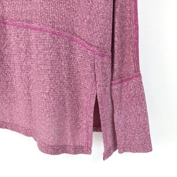 Free People Londontown Thermal Top Women's Small Pink Stretch Knit Oversized - Picture 2 of 12